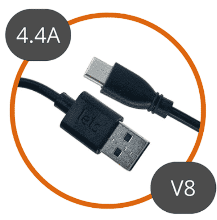 CABLE USB V8 – 4.4A – LETS – NEGRO SUELTO
