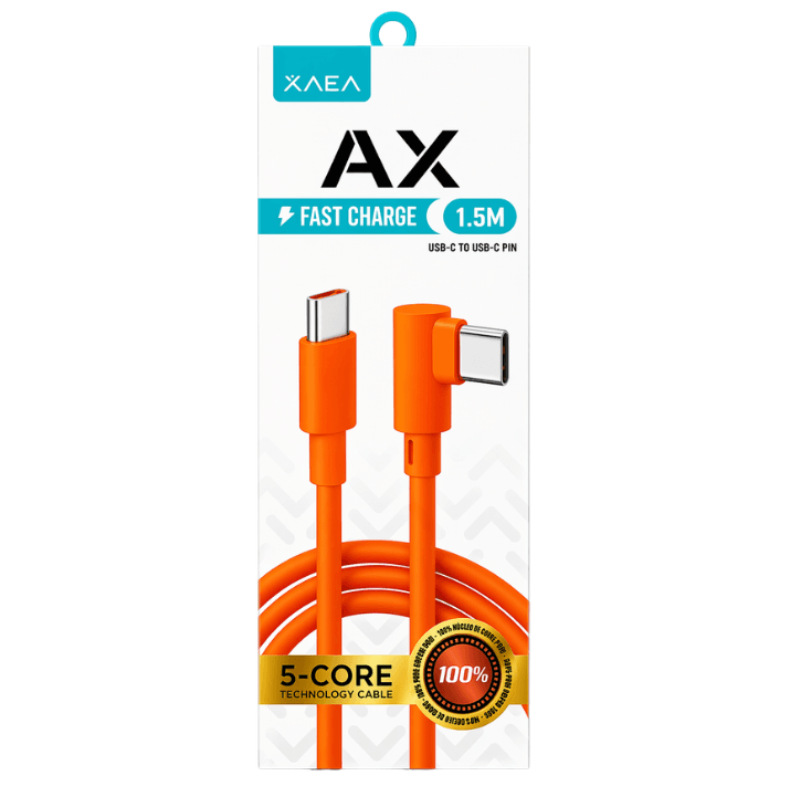 CABLE TIPO C A TIPO C AX NARANJA CARGA RAPIDA