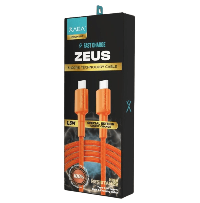 CABLE TIPO C - TIPO C ATHENEA NARANJA CARGA RAPIDA 1.3m