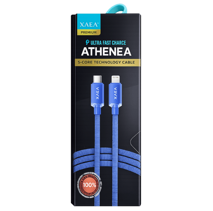 CABLE TIPO C – LIGHTNING ATHENEA AZUL METAL CARGA RAPIDA