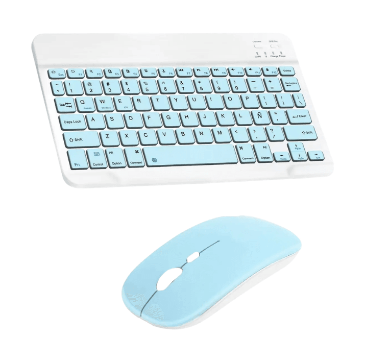Kit Teclado + Mouse Inalambrico Celeste Yelandar
